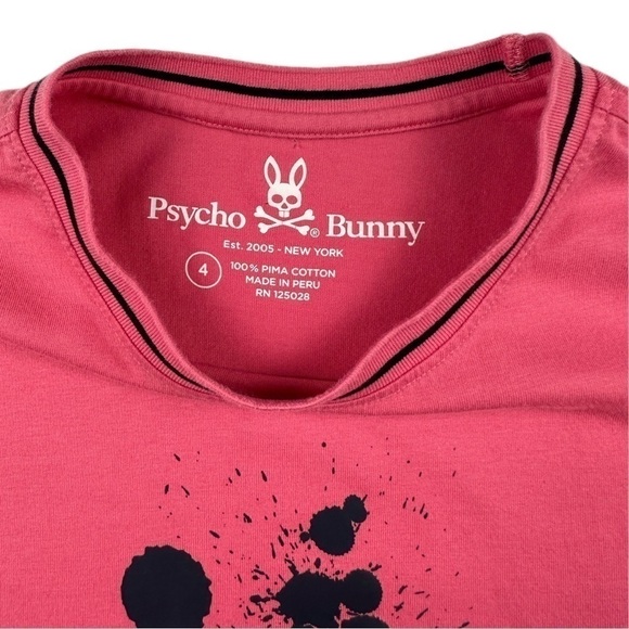 Psycho Bunny T Shirt Womens Size 4 Blue Short Sleeve Pima Cotton Graphic Tee - Picture 3 of 5